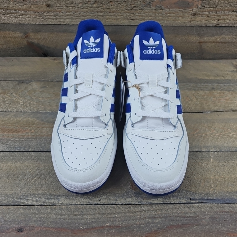 adidas Men's Originals Forum Low CL Shoes Core White/Royal Blue - Picture 5 of 13